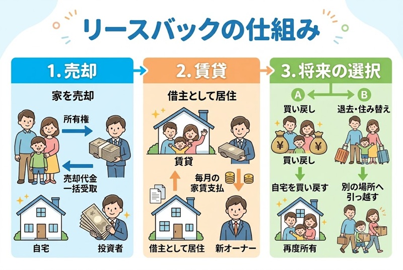 リースバックの仕組み図解