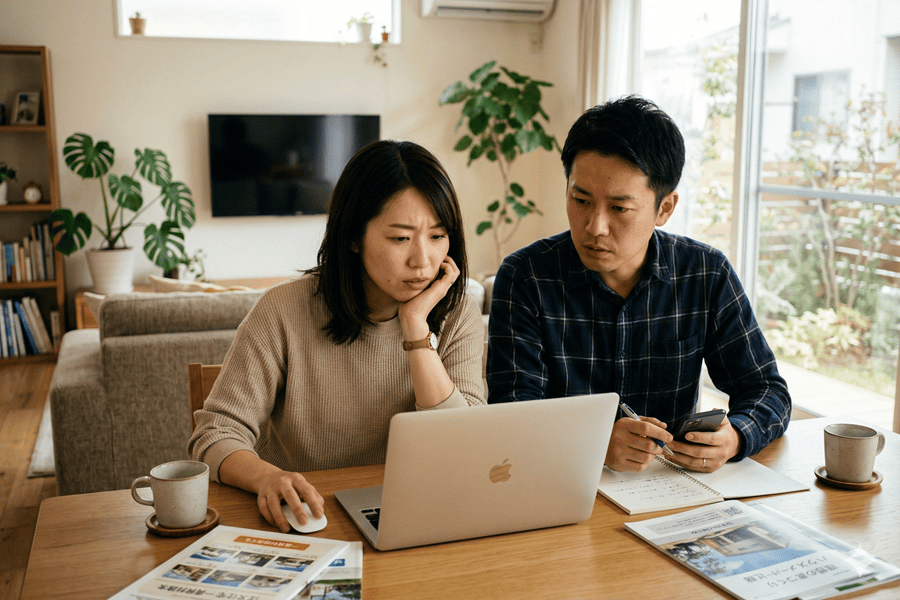 注文住宅の一括資料請求を検討している夫婦